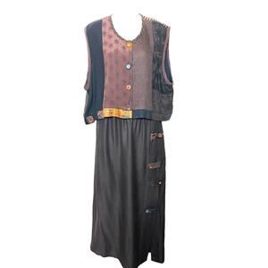 Vintage Donna Jessica Skirt Vest/Top Set Patchwork Size 2 Med/Large Langenlook
